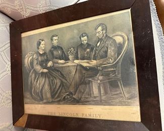 ‘The Lincoln Family’ Currier & Ives 1867 framed print 