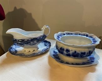 Flow Blue gravy boats