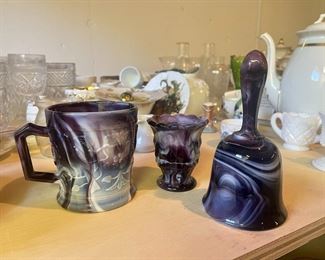 Purple & white slag glass