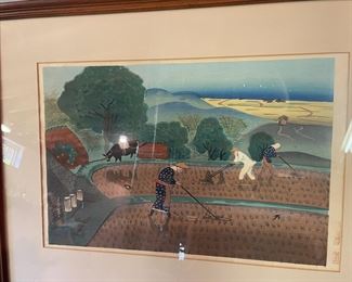 "Weeding Rice", Japanese print
