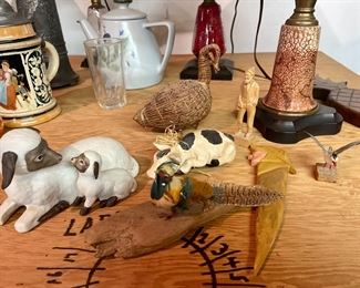 Hand carved letter opener, statue, bird