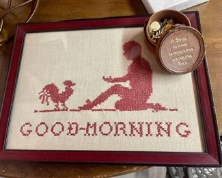 Vtg framed hand stitching