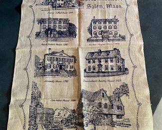 Houses of Salem linen tea towel