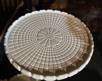 Milk glass cake stand