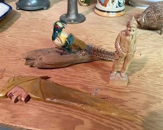 Hand carved letter opener & figurine