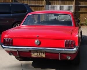 REAR CLOSE UP VIEW OF VINTAGE 1966 MUSTANG IN EXCELLENT CONDITION AND STARTS SECOND PHASE ON JUNE 22 THRU JUNE 25, 2023. 