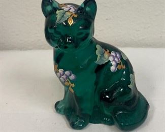 RC6223 Fenton Art Glass Emerald Green Floral Cat Figurine https://www.ebay.com/str/agesagoestatesales