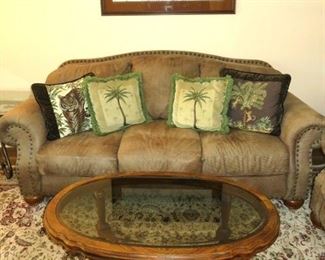Matching Oversize Flexsteel Nubuck Top Grain Leather Sofa/Loveseat/Chair & Ottoman 