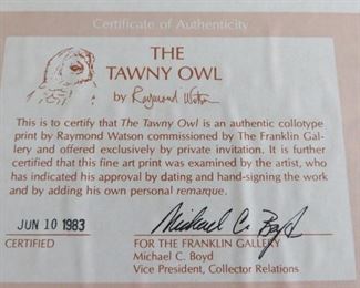 Raymond Watson, "The Tawny Owl" Wildlife Art Print Signed