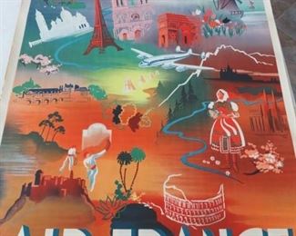 1948 Original Deco Air France Europe Travel Poster by Robert Falcucci