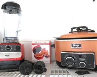 Red Vitamix Blender, Ninja 3 in 1 Cooking System Slow Multi cooker 