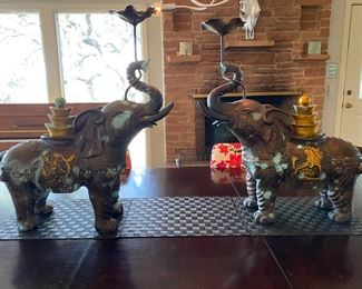 large bronze elephant candelabras