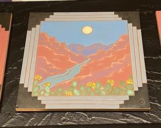 12"x 12" vintage  pottery tiles Texas Hill Country artist 