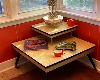 Mid century modern corner table and lamp