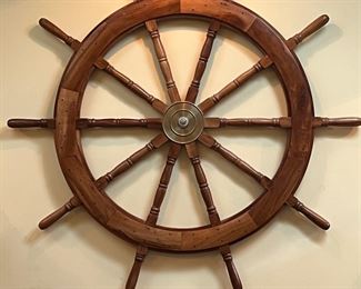 Maritime decor. 72-inch teak/mahogany ship helm