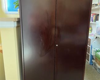 Mahogany storage cabinet. 67” by 36” by 20-1/2”
