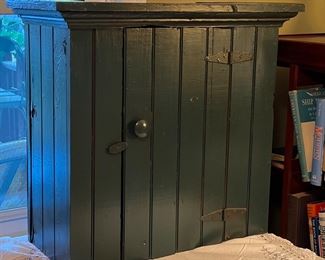 Primitive tongue and groove single door cabinet . 27” by 25” by 12”