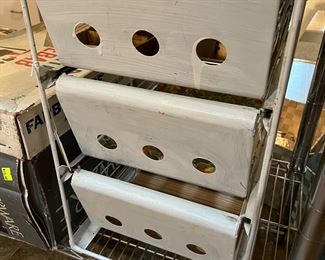 Vintage metal produce storage drawers