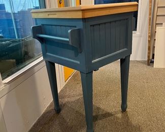 Butcher block wood work table. 24” square by 38” high