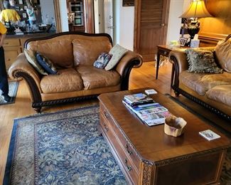 Leather love set and leather sofa lamps