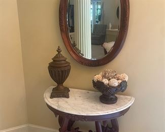 Mirror is awesome 
Cute marble top table
