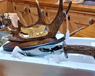 Antlers with Eagle inside and an eagle knife  (new in box)