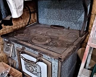 Antique Home Comfort Wood Burning Cook Stove Wrought Iron Range