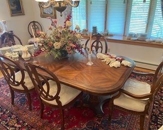 Dining table 10 upholstered chairs