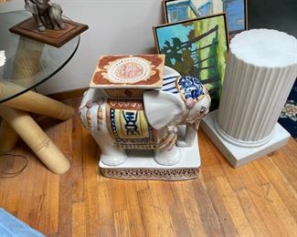 Large elephant statue 
Plant stand 