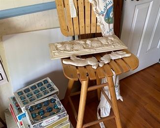 Swivel stool 
Christmas ornaments 