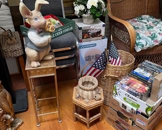 Plant stand, stacking chairs, ect