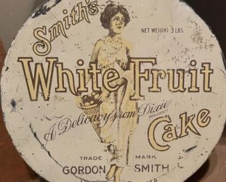 White Fruit Cake Tin Can