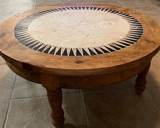 Knotty Pine and Tile Inlay Coffee Table