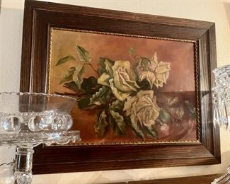 Original antique painting in nice oak frame