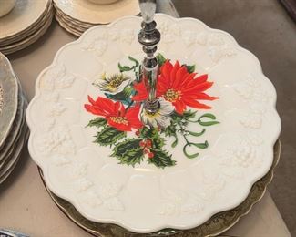 Milk glass Christmas plate