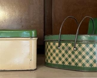 Tin bread box & lunch boxes