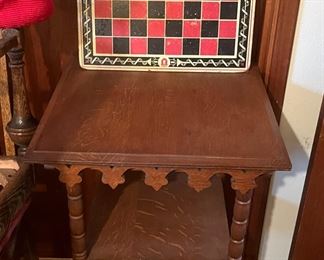 Eastlake lamp table + old checkers board
