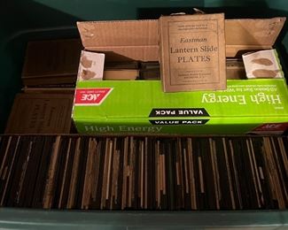 Bin of Eastman Lantern slide plates - appears to be poetry.  We are accepting offers on the whole box