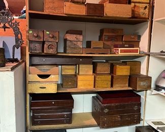 Lots of wooden boxes & drawers