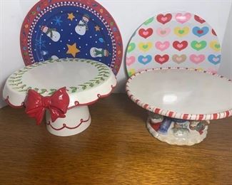 Two Holiday Cake Stands