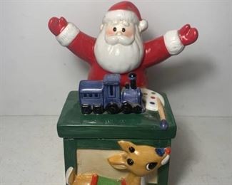 Lenox Rudolph and Santa Cookie Jar