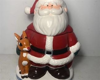 Rudolph and Santa Cookie Jar