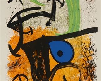 43
Joan Miro
1893-1983
"La Meneuse De Lune," 1975
Lithograph in colors on Arches paper
Edition: 15/30
Signed in pencil lower right: Miro; numbered lower left; Maeght Editeur, Paris, France, pub.
Image: 89" H x 42.5" W; Sight: 91.5" H x 47.75" W
Estimate: $30,000 - $50,000