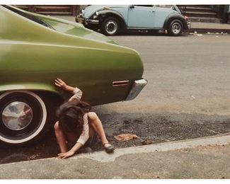 86
Helen Levitt
1918-2009
"New York 1980 (Spider Girl)," 1980
Chromogenic print on paper
Signed, titled, and dated on a label affixed verso
Image: 9.625" H x 14.25" W; Sheet: 14.25" H x 17.875" W
Estimate: $5,000 - $7,000