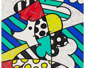 93
Romero Britto
b. 1963
"Star," 1997
Mixed media on paperboard
Signed lower right: Romero Britto; Signed again twice, titled, dated, and with the artist's device, verso
Image/Sheet: 27" H x 20" W
Estimate: $2,000 - $4,000