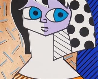 94
Romero Britto
b. 1963
Abstract Portrait
Mixed media on paperboard
Signed lower right: R. Britto
Image/Sheet: 27.125" H x 20.125" W
Estimate: $2,000 - $4,000