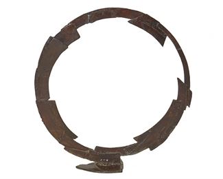 122
Bruno Romeda
1933-2017
Untitled #13 (Circle Sculpture), 1986
Bronze
Signed and dated to the base: Romeda / 86; titled by repute
46" H x 44" W x 10" D
Estimate: $12,000 - $18,000