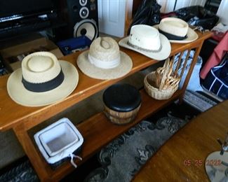 sofa table/hats