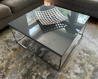 Euro 36" square gray and chrome coffee table