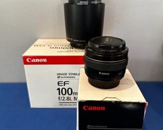 Canon EF 100mm f/2.8L IS USM Macro lens and Canon EF 50mm f/1.4 USM lens
